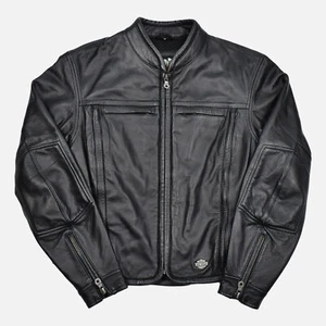Chaqueta de motociclista Harley Davidson Motorcycles en relieve cuero negro ventilado - S - Imagen 1 de 7