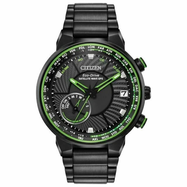 Citizen CC3035-50E Satellite Wave GPS Freedom 44mm Men's Wristwatch-Black/Green