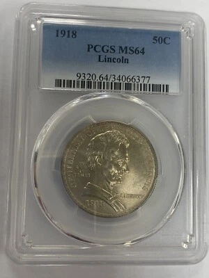 Medio dólar conmemorativo Lincoln 1918 ~ graduación profesional MS64 ~ 50C Foto 1 de 4