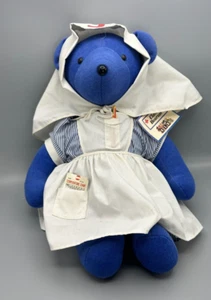 Vintage 1987 Clara Bearton Blauer Plüsch 21" Rotes Kreuz Medaille Nordamerikanischer Bär Co - Bild 1 von 24