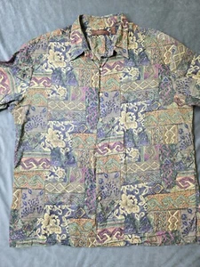 Camicia Vintage Tori Richard Uomo 2XL Hawaiian Camp Surf Geometrica Stampa Astratta USA - Foto 1 di 12