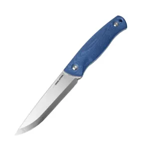 Cuchillo de hoja fija Pathfinder de acero real mango azul Micarta 14C28N liso 3851D - Imagen 1 de 2