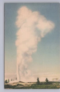 Postal de lino #1 Old Faithful Geyser, Parque Nacional de Yellowstone Wyoming - Imagen 1 de 2