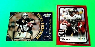 2001 SCORE DREW BREES RC MT #272 + 2001 SCORE NUMBERS GAME RC #379/3666 MT - Image 1 of 4