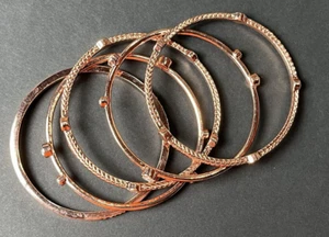 5 Shiny Copper & Rhinestone Bangle Stacking Ring Bracelets NEW - Picture 1 of 12