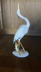 Porzellanfigur, Hutschenreuther, Storch, bemalt, Achtziger, Kunstabteilung, - Bild 1 von 5