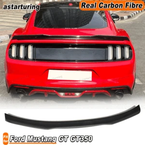 For Ford Mustang GT GT350 2015-2017 Matt REAL Carbon Rear Trunk Lip Spoiler Wing - Picture 1 of 13