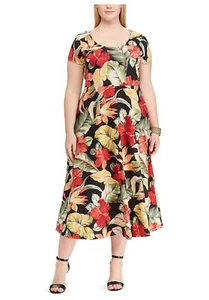 Chaps Tropical Floral Print Cotton Maxi Dress Size Large Summer Vacation Cruise - Picture 1 of 6