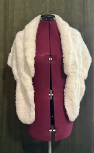 Faux Fur Scarf Shawl Collar Wrap Stole Winter Shrug Wedding Bridal Prom Satin - Picture 1 of 6