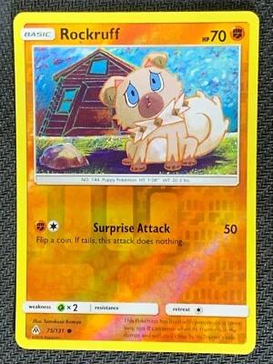 Pokemon TCG Rockruff 75/131 Reverse Holo Common SM Forbidden Light   - Image 1 of 2