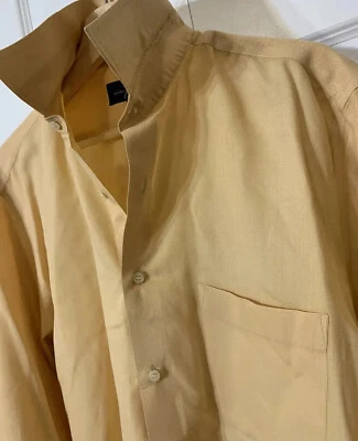 Camisa masculina Giorgio Brutini tamanho 16 34/35 amarela cru manga longa bolso botão - Imagem 1 de 4