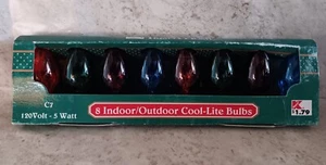 Vintage 8 Multicolor Transparent Indoor Outdoor Cool-Lite Bulbs C7 KMART - Picture 1 of 5