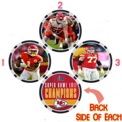 KANSAS CITY CHIEFS 2023 SUPER BOWL LVII CHAMPS - POKER CHIP SET (3) - Image 1 of 2