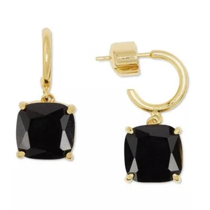 Pendientes Huggies Kate Spade Mini Cuadrados Circonita cúbica Oro Negro Jet $38 Nuevos con Etiquetas - Imagen 1 de 6
