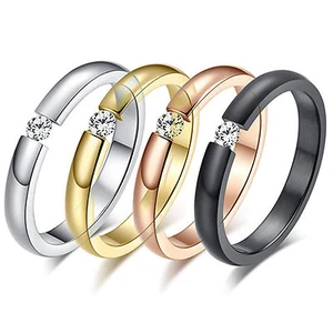  Damen Ring aus Edelstahl mit Stein schlicht und edel 4 Farben stylisch cool - Bild 1 von 7