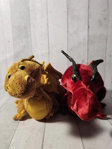 Douglas Ruby Red Dragon Shimmer Velvet And Gold Stuffed Animal Plush Toy 9” - Picture 1 of 10