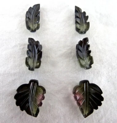 Natural Multi Colour Tourmaline 36.65ct Carved Leaves Earrings Set - Image 1 of 4