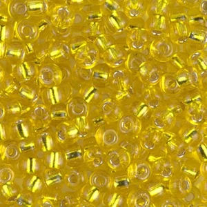 Miyuki Round Seed Beads Size 6/0 Silver Lined Yellow 20 Gram Tube (6-136S) - Picture 1 of 2