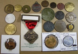 USA Lot of 20 Diff Medals-Tokens-Pin, Mostly old vintage, trade, military, etc - Picture 1 of 12