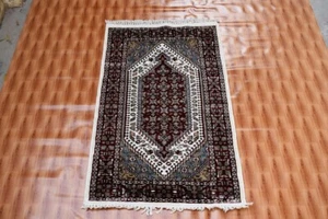 Silk Area Hand Knotted Oriental Red Handmade Traditional 2.6x4 Bedroom Rug - Picture 1 of 5