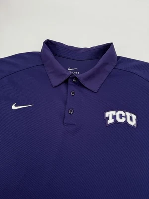 Nike TCU Horned Frogs Football Polo Shirt Dri-Fit Short Sleeve Purple Men’s XXL - Image 1 of 4