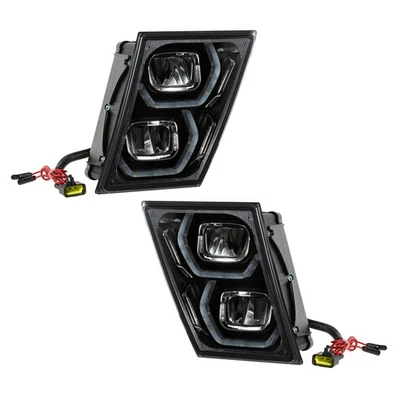 1Pair Black Front Bumper Fog Light LED Bar DRL Fit For 2003-2017 Volvo VNL Truck — 第 1/4 张图片