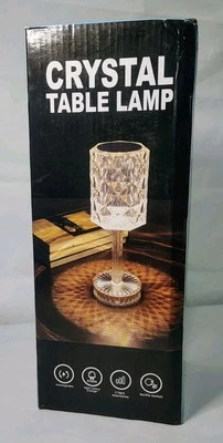Lámpara de mesa de cristal ámbar acrílico inalámbrico LED luz portátil con tacto 3 colores Foto 1 de 4