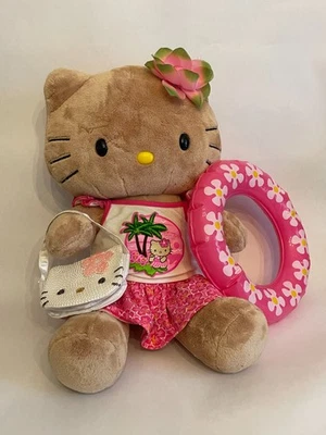 Hello Kitty retirado en Hawaii Build A Bear 2010 bronceado BAB Sanrio con etiqueta de accesorios Foto 1 de 4
