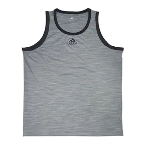 Camiseta sin mangas Adidas para hombre grande gris jaspeado negra elástica entrenamiento para correr - Imagen 1 de 10