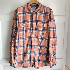 Fat Face Check Flannel Shirt Mens 4XL Tall Coral Pink Blue Cotton Workwear - Picture 1 of 10