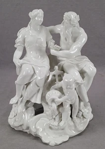 18th Century Royal Vienna Neptune Amphitrite Cupid Blanc De Chin Figurine Group - Picture 1 of 14