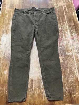Old Navy Brown Olive Green Corduroy High Rise Super Skinny Size 18 Pants Pockets - Image 1 of 4