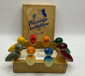 Juego de 8 tarjeteros suecos de madera para pájaros PC#10 de colección - Imagen 1 de 5