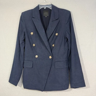 Blazer feminino Alex Marie mistura de linho Y2K peito duplo tamanho 4 clássico preppy - Imagem 1 de 4