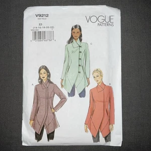 NEU UNCUT VOGUE V9212 Misses gefütterte Jacke Muster Gr. E5 (14-22) asymmetrisch - Bild 1 von 5