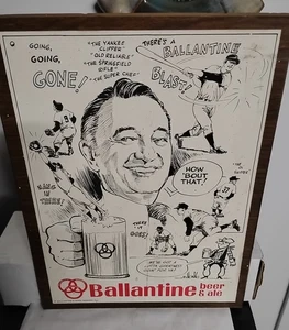 Vintage New York Yankees Mel Allen Bill Gallo Ballantine Beer Bar Sign - Picture 1 of 8