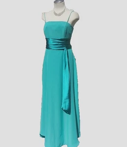 CHICAS Formal Long Maxi Dress Spaghettis Straps Silk Tie Waist A-Line Green 2XL - Bild 1 von 8