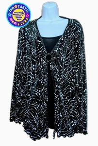 CHAQUETA MUJER INCORPORADA EN 1 PIEZA. JACLYN SMITH. TANK TOP ARRUGADO NEGRO BLANCO. Talla 3X - Imagen 1 de 12