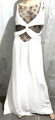 New NWT Valentino Vintage Crystal Embellished White Long Maxi Gown Dress US 12 - Image 1 of 4