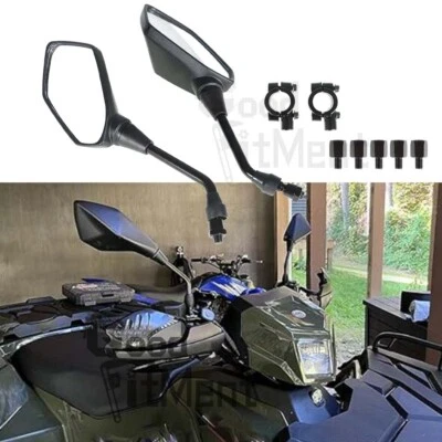 2pc For Polaris Sportsman 400 450 500 550 570 700 800 850 Black ATV 7/8" Mirrors - Image 1 of 4