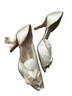 Kate Spade Sala ivory gold glitter heel size 8 bridal formal bow pump sandal