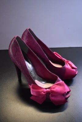 Paris Hilton Pink High Heels Women's Size 7.5M with Bow Pumps Glitter Sparkly - Image 1 of 4
