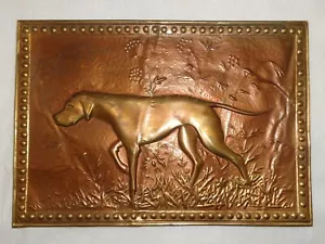 Cuadro de metal en relieve para perro de caza de colección campo bosque naturaleza pintura antigua de cazador - Imagen 1 de 11