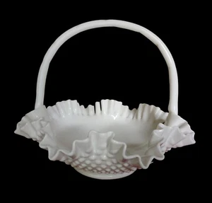 Milk Glass White Hobnail Basket - Picture 1 of 3