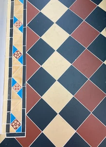 Craven Dunnhill & Jackfield Geometric Victorian Style Tiles 6'' x 6'' , 2 tiles - Picture 1 of 8