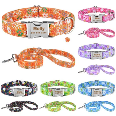 Personalized Dog Collar and Leash for Medium Pet Engraved Name ID Tag Custom L S - Image 1 of 4