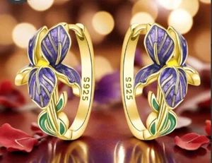 Iris gold huggie hoops - Picture 1 of 1