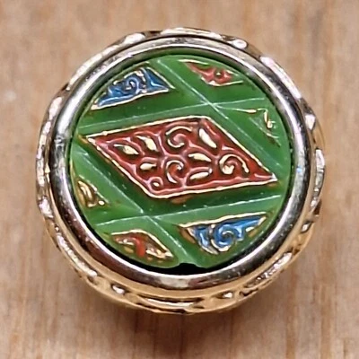 ВИНТАЖНЫЙ ЗЕЛЕНЫЙ МОЗАИЧНЫЙ СТЕКЛЯННЫЙ МАЛЕНЬКИЙ ГАЛСТУК - Изображение 1 из 3