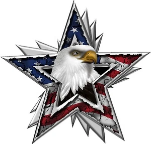 American Flag Eagle Star Decal Pair- Chevy Dodge Ford Toyota - High Quality!! - Picture 1 of 1