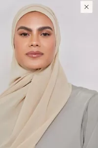 Georgette Hijab - Tawny Cream Ivory Beige Wrap Scarf - Picture 1 of 4